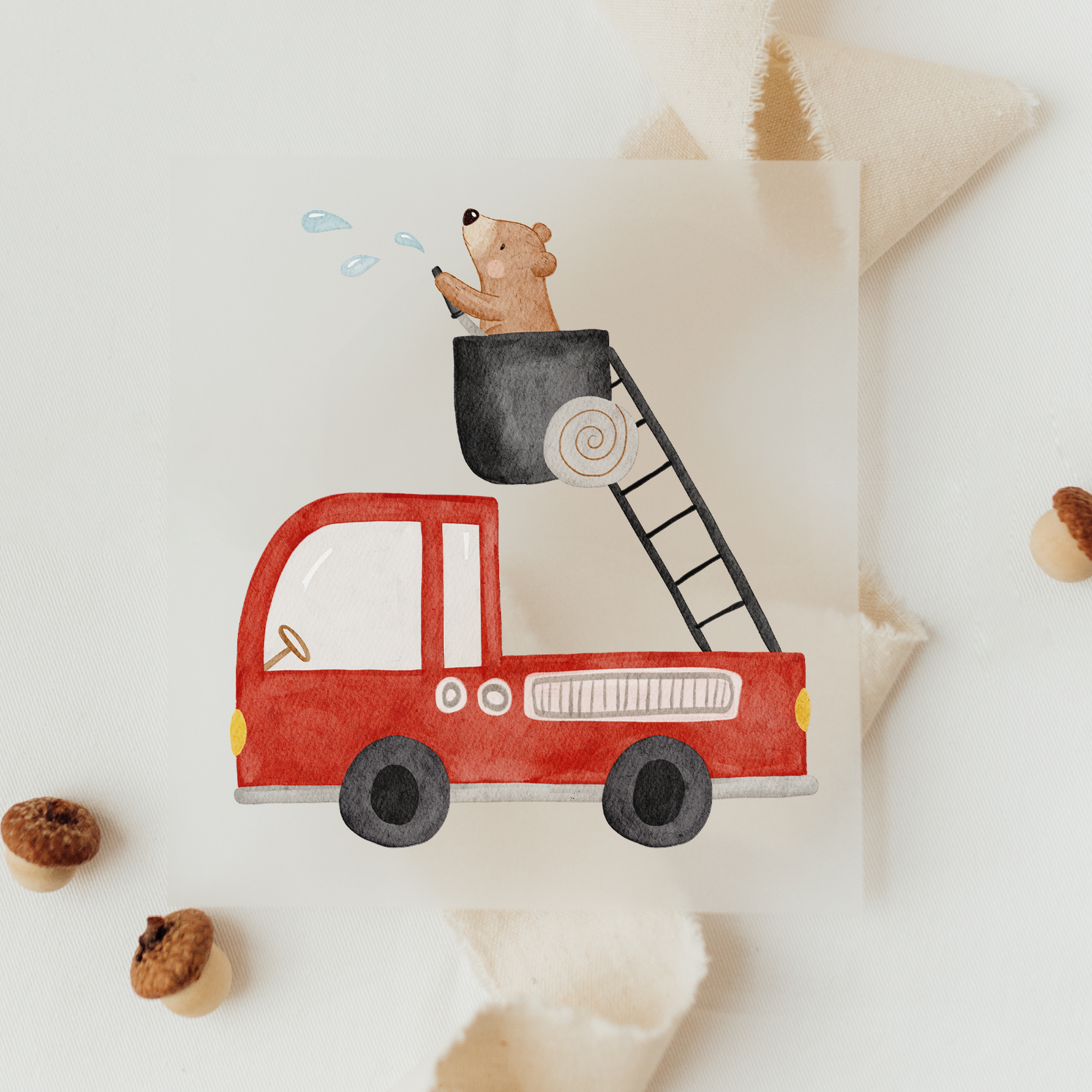 Hej Hanni Bügelbild Feuerwehrbär