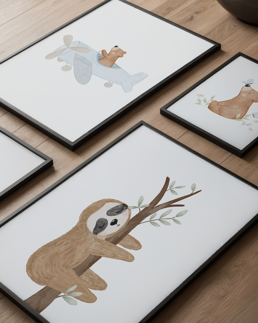 Kinderposter Fliegerbär inkl. Rahmen