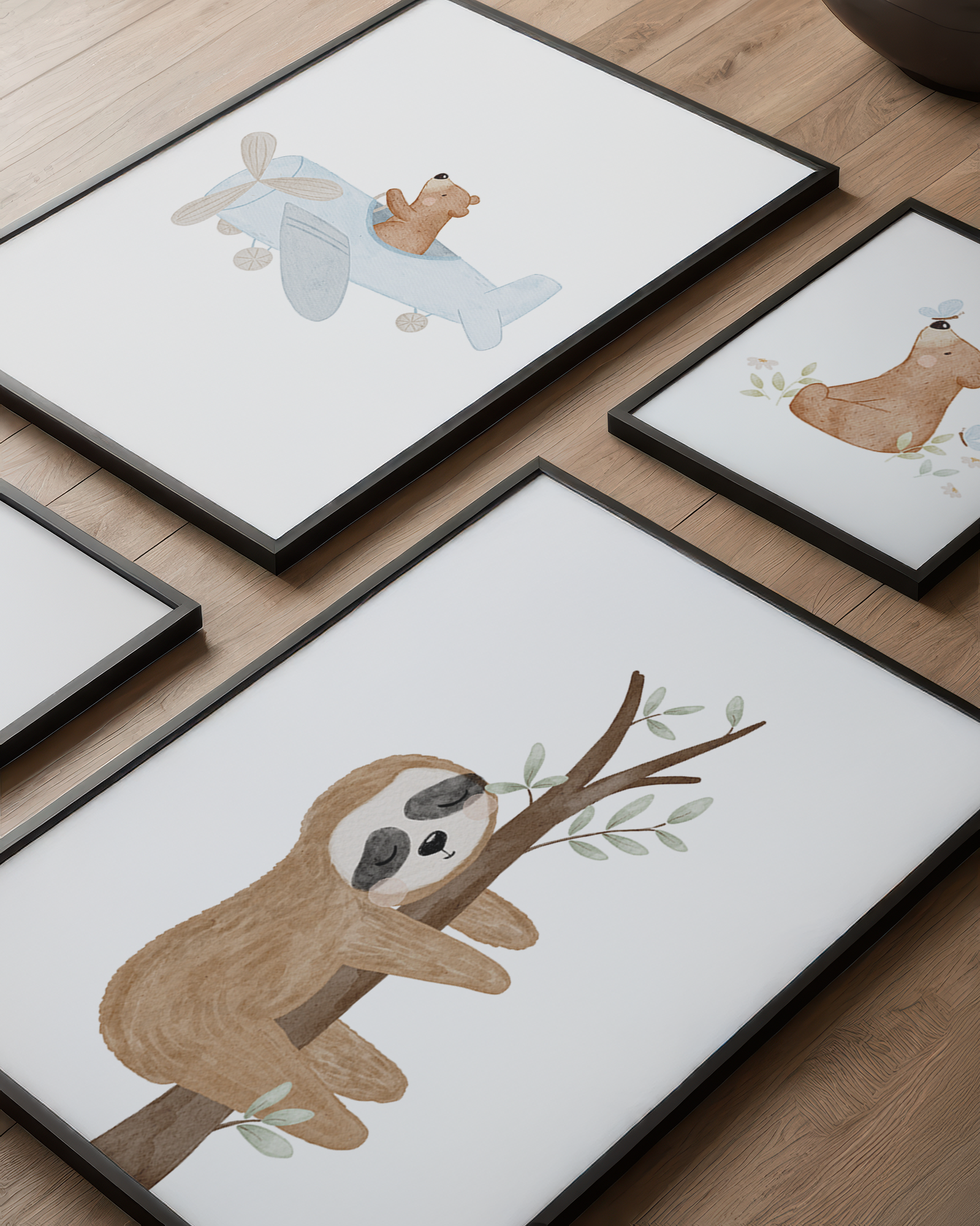 Kinderposter Fliegerbär inkl. Rahmen