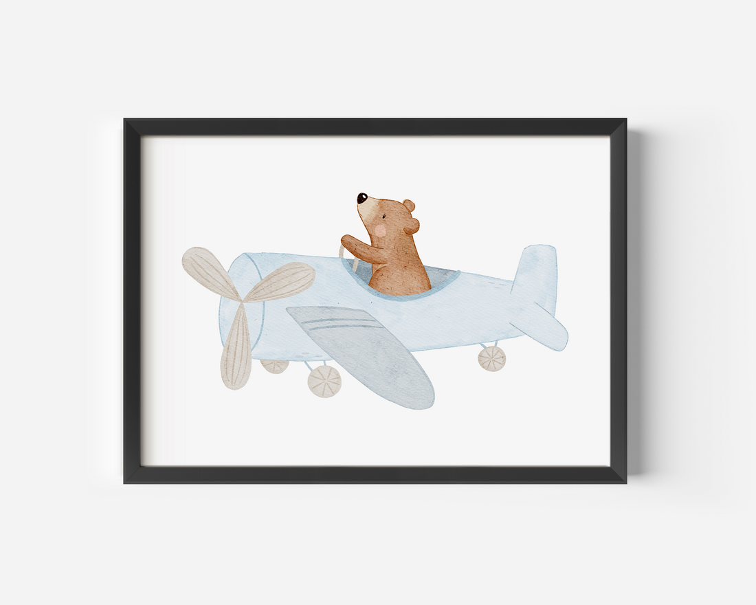Kinderposter Fliegerbär inkl. Rahmen