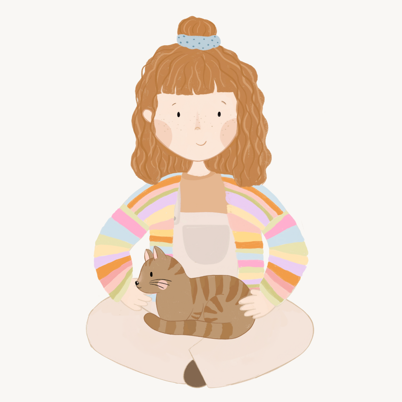 Hej Hanni Bügelbild Frau mit Katze