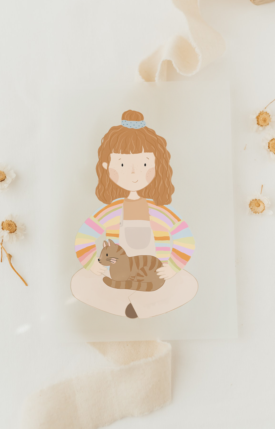 Hej Hanni Bügelbild Frau mit Katze