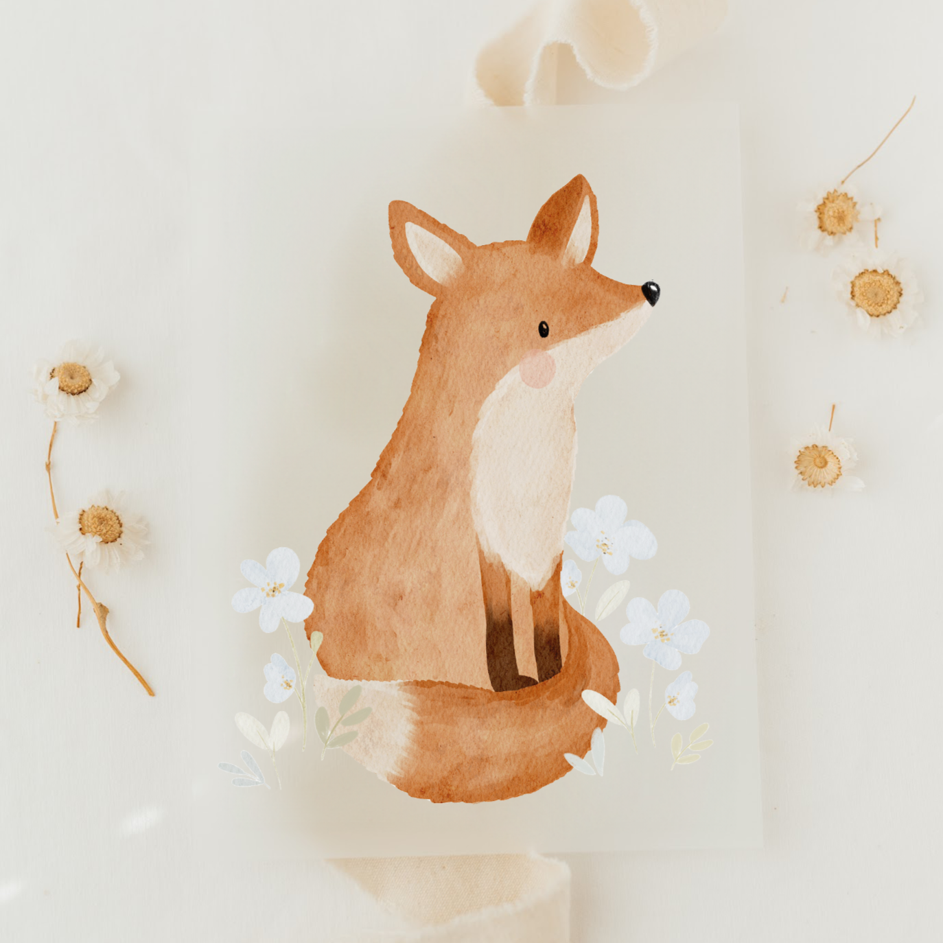 Hej Hanni Bügelbild Fuchs Blumen