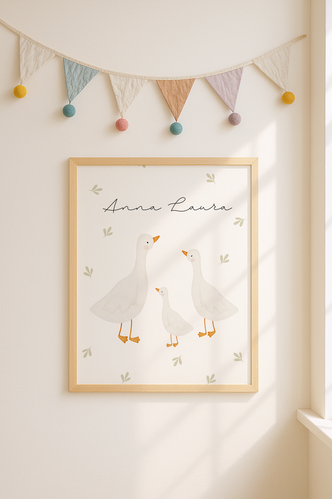 Kinderposter Name Gänse inkl. Rahmen