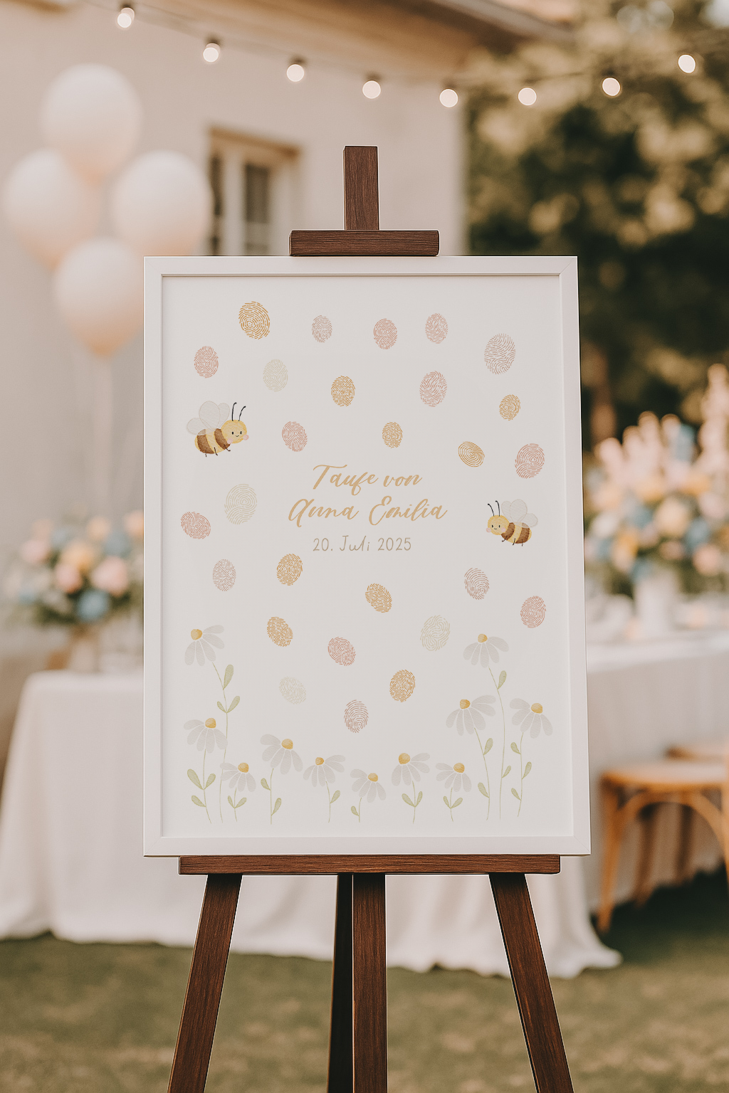 Gästeposter Bienen & Gänseblümchen personalisierbar inkl. Rahmen