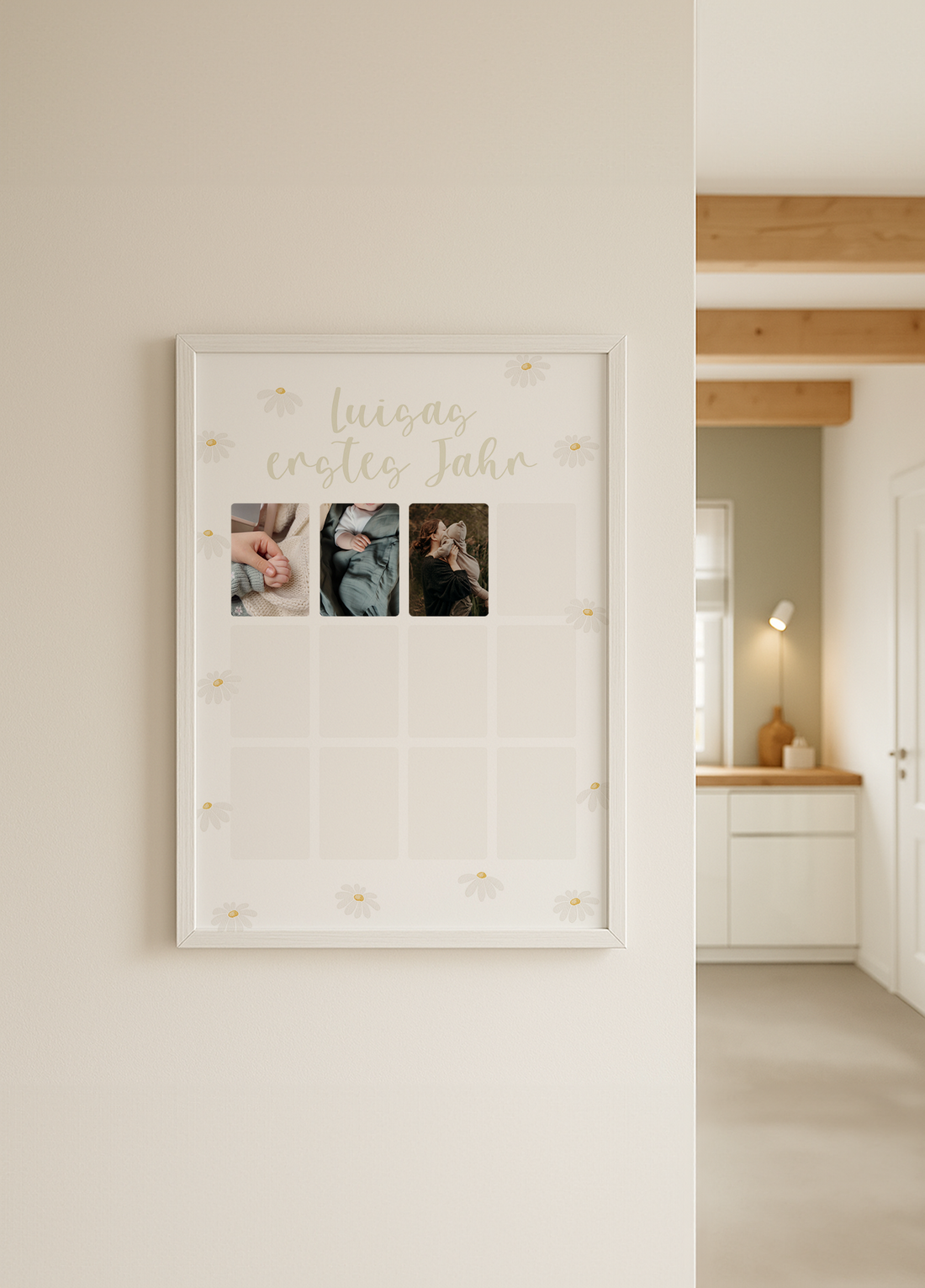 Kinderposter erstes Babyjahr Gänseblümchen - für Fotos