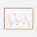 Kinderposter Gänsefamilie 2-3 inkl. Rahmen