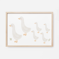 Kinderposter Gänsefamilie 2-4 inkl. Rahmen