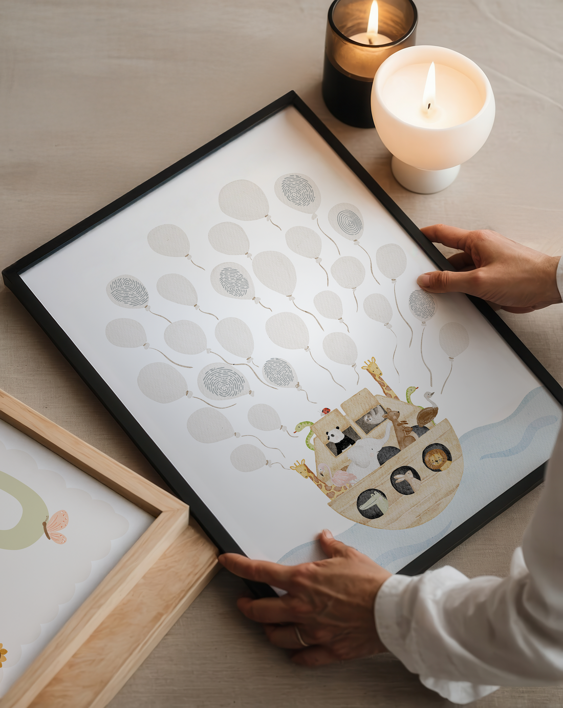 Gästeposter Arche Noah Ballons inkl. Rahmen