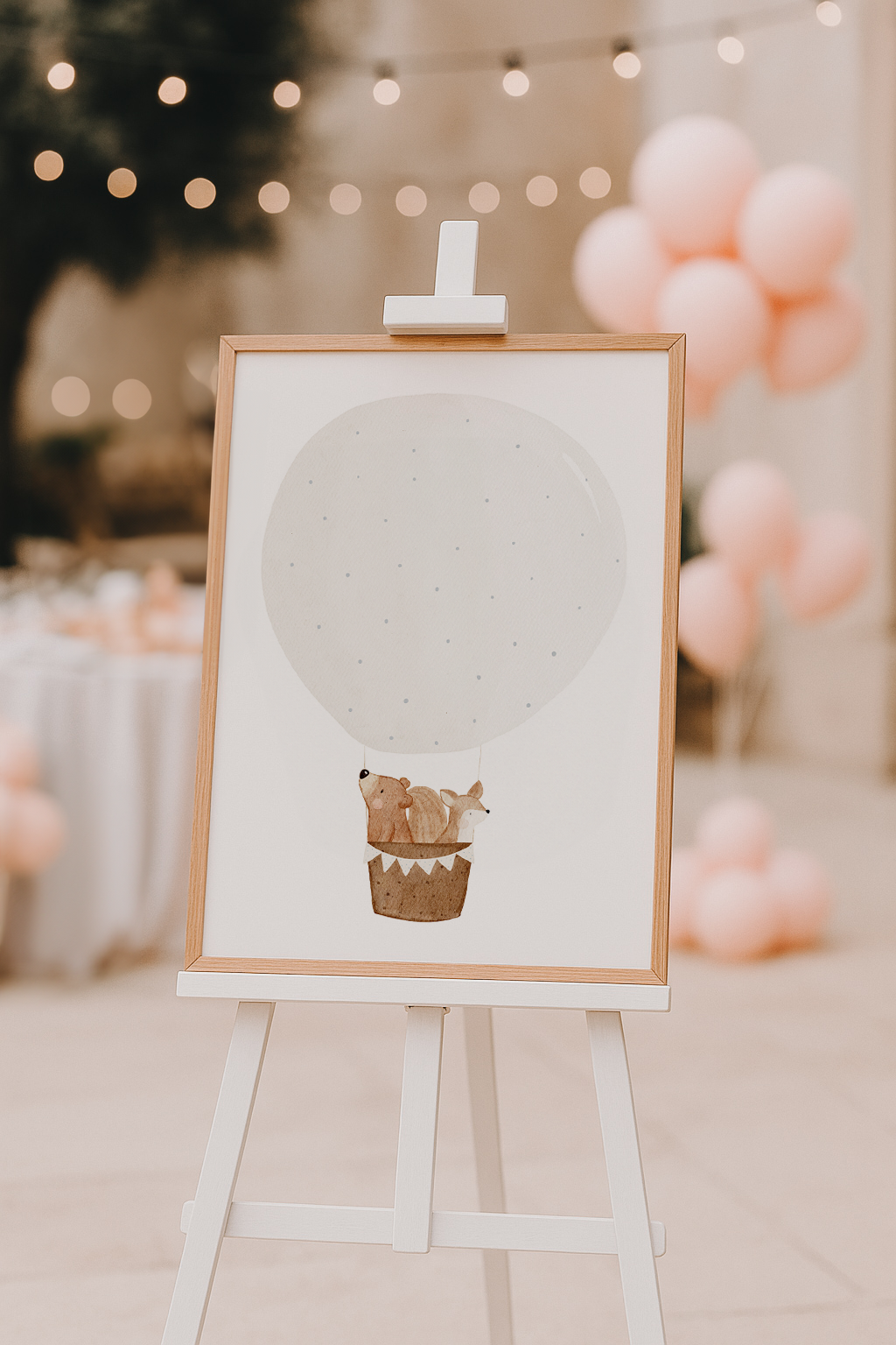 Gästeposter Heißluftballon Bär & Eichhörnchen