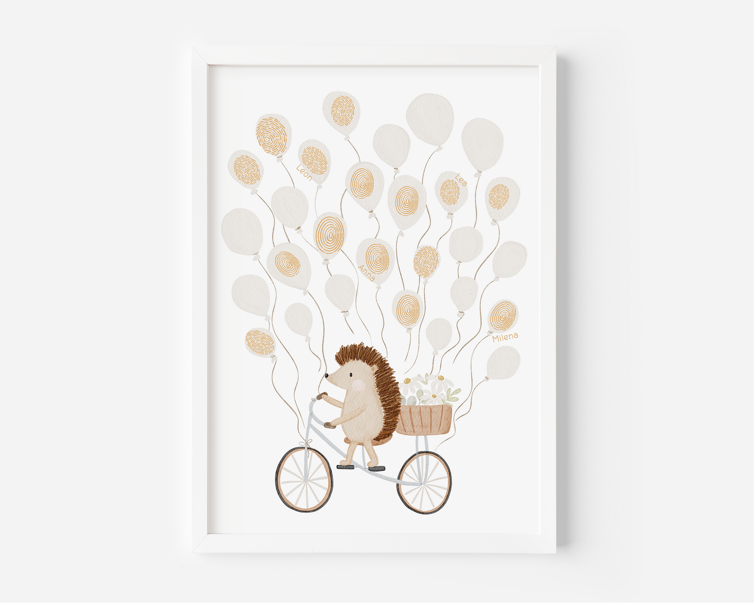 Gästeposter Igel Fahrrad Ballons