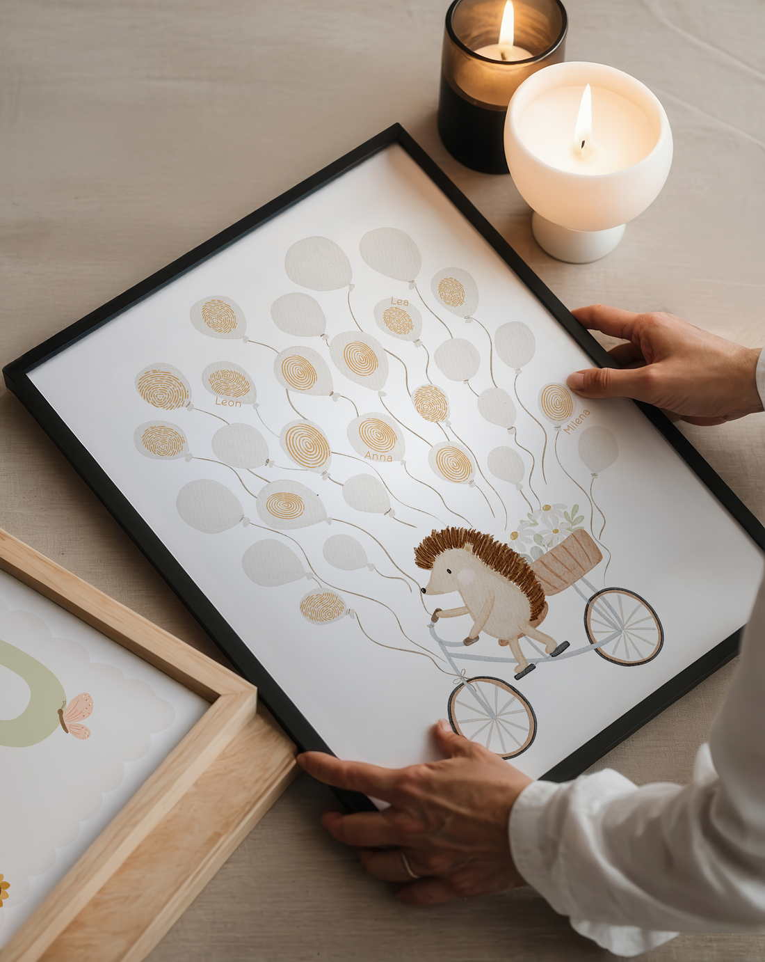 Gästeposter Igel Fahrrad Ballons inkl. Rahmen