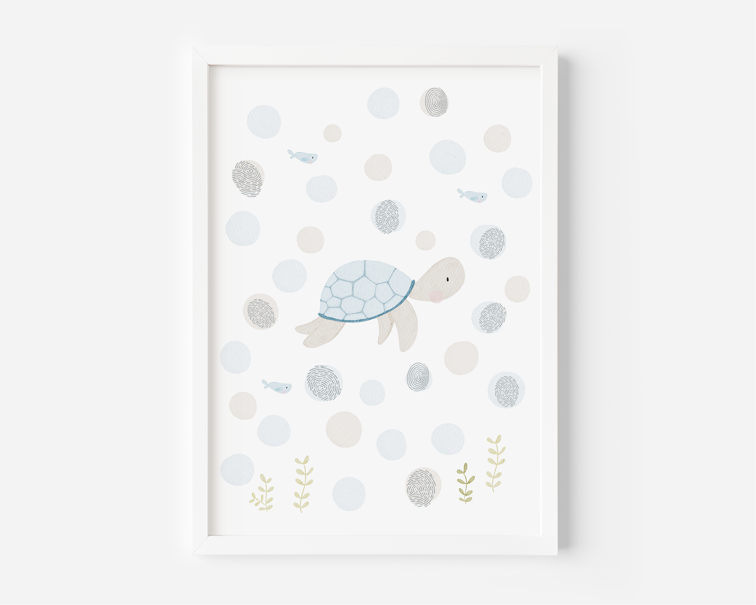Gästeposter Schildkröte im Meer inkl. Rahmen