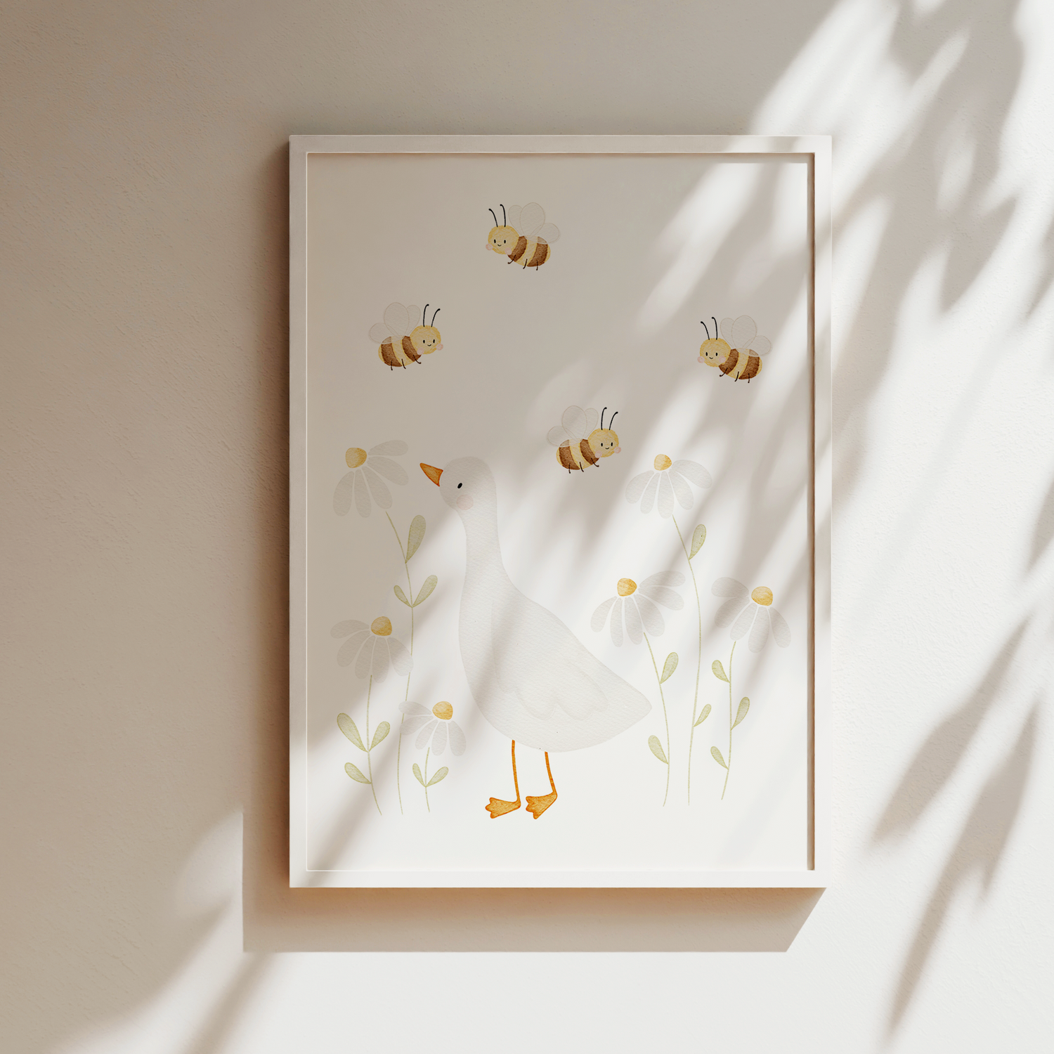 Kinderposter Gans und Bienen inkl. Rahmen