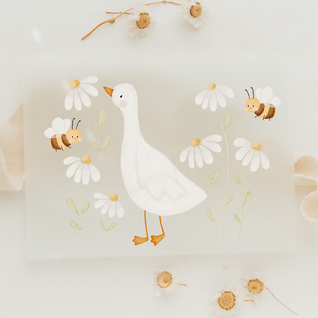 Hej Hanni Bügelbild Gans & Gänseblümchen & Bienen