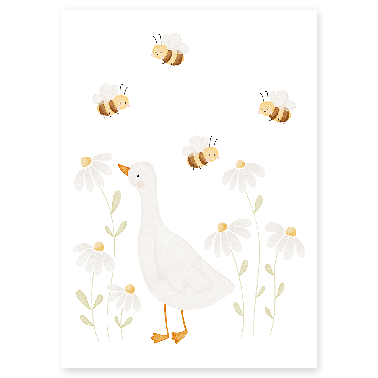 Kinderposter Gans und Bienen inkl. Rahmen