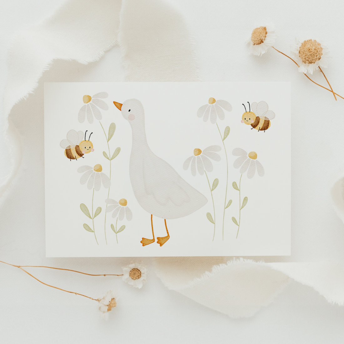 Hej Hanni Postkarte Gans & Bienen