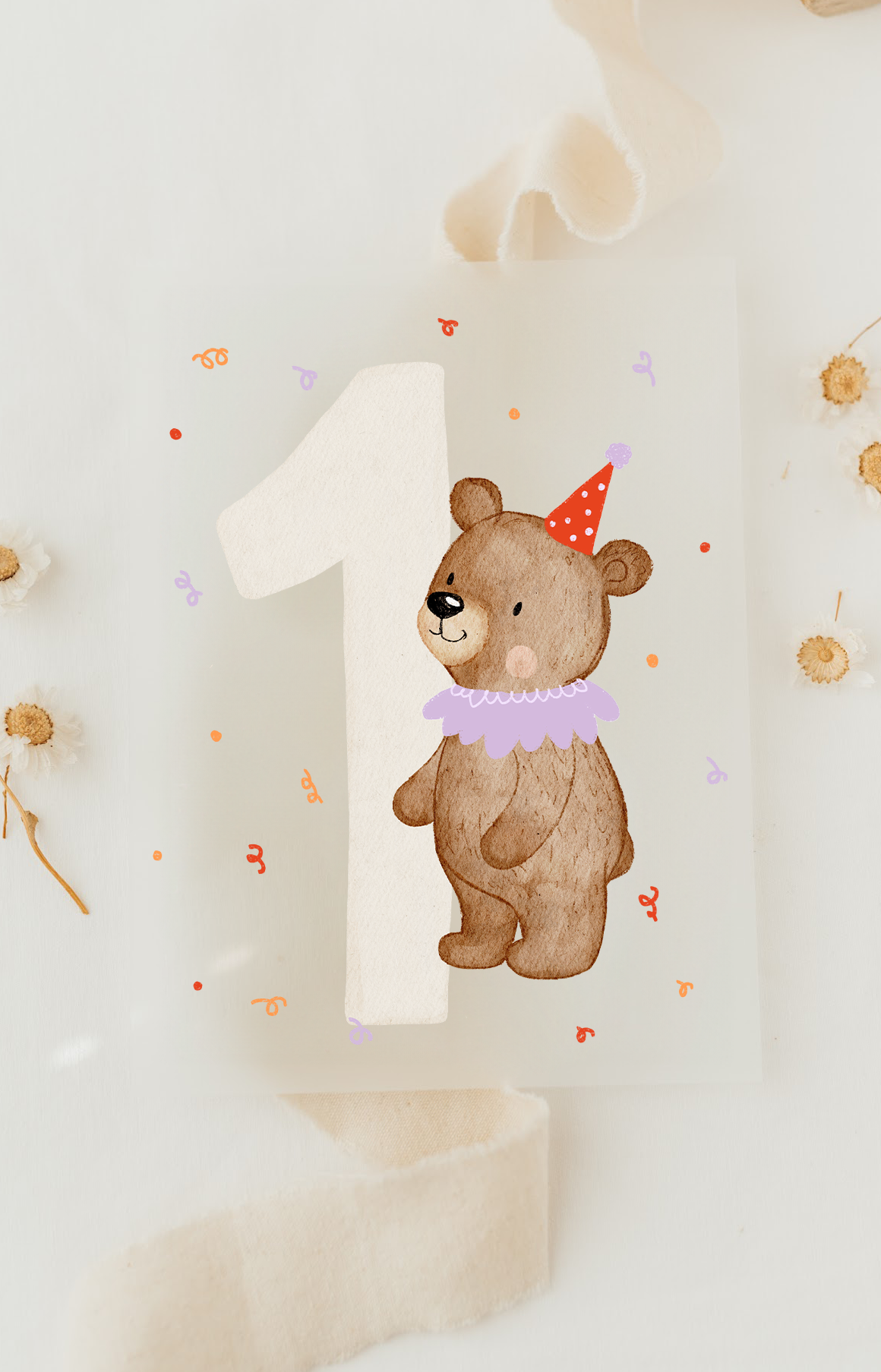 Hej Hanni Bügelbild Geburtstag Zahl Bär lila rosa