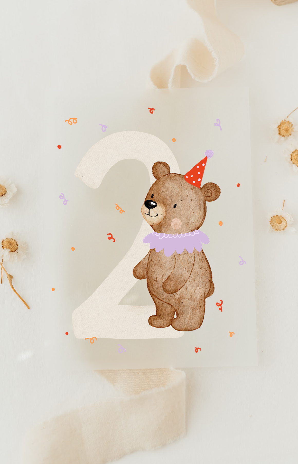 Hej Hanni Bügelbild Geburtstag Zahl Bär lila rosa