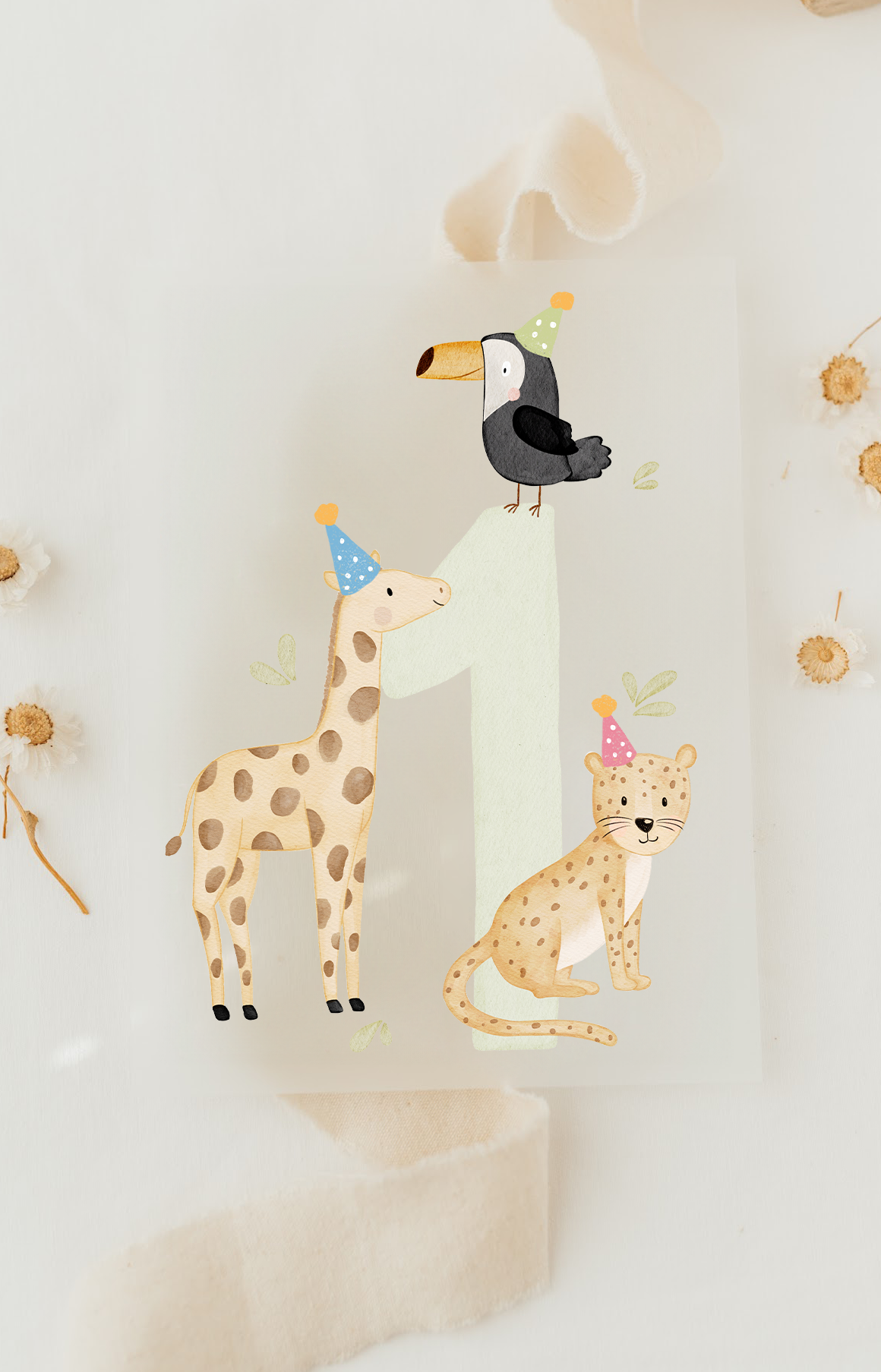 Hej Hanni Bügelbild Geburtstag Zahl Safaritiere