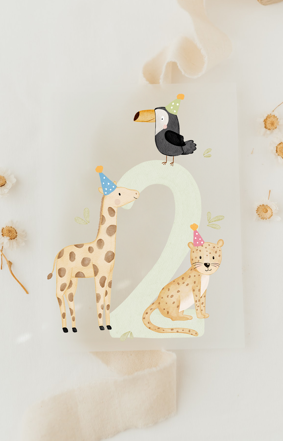 Hej Hanni Bügelbild Geburtstag Zahl Safaritiere
