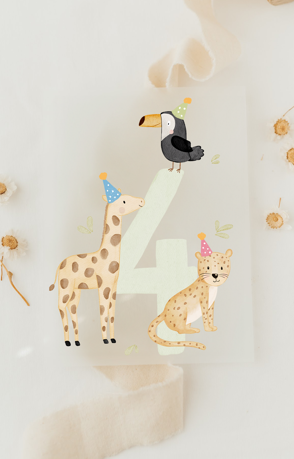 Hej Hanni Bügelbild Geburtstag Zahl Safaritiere