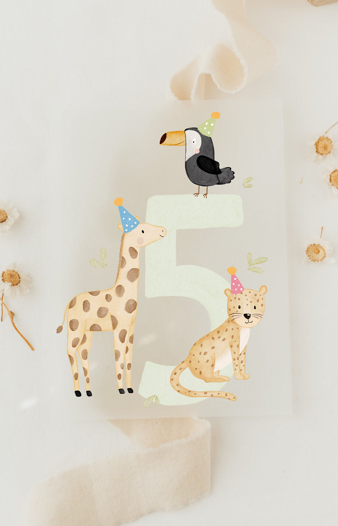 Hej Hanni Bügelbild Geburtstag Zahl Safaritiere