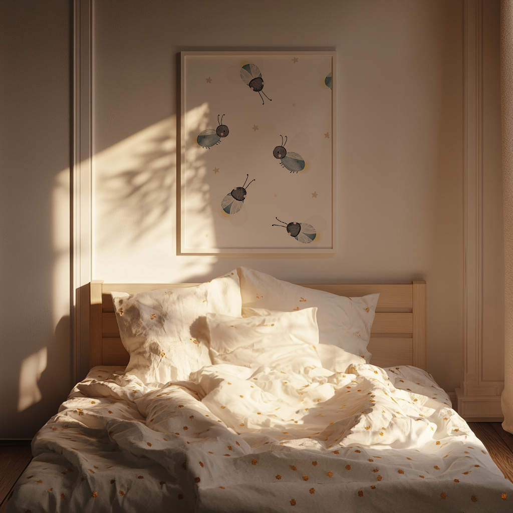 Kinderposter Glühwürmchen inkl. Rahmen