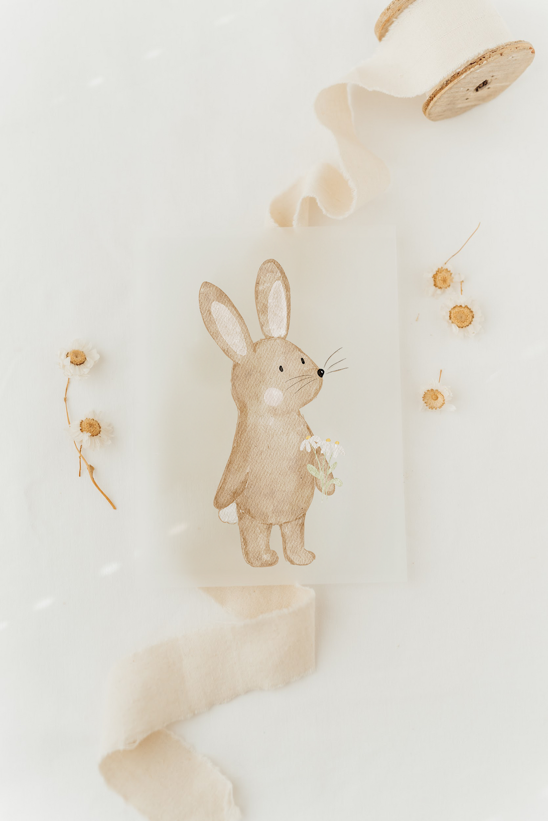 Hej Hanni Bügelbild Hase Blumenstrauß