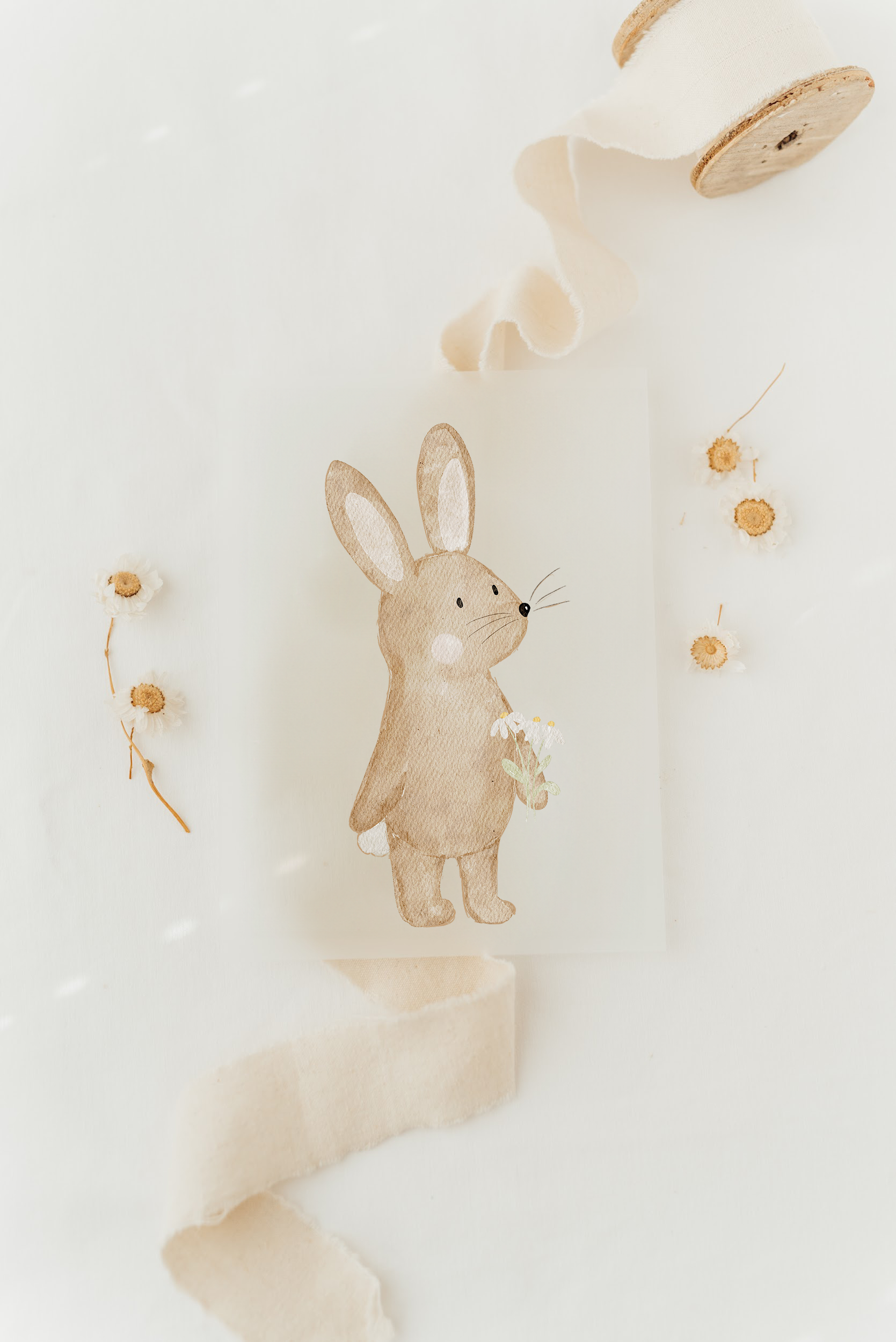 Hej Hanni Bügelbild Hase Blumenstrauß