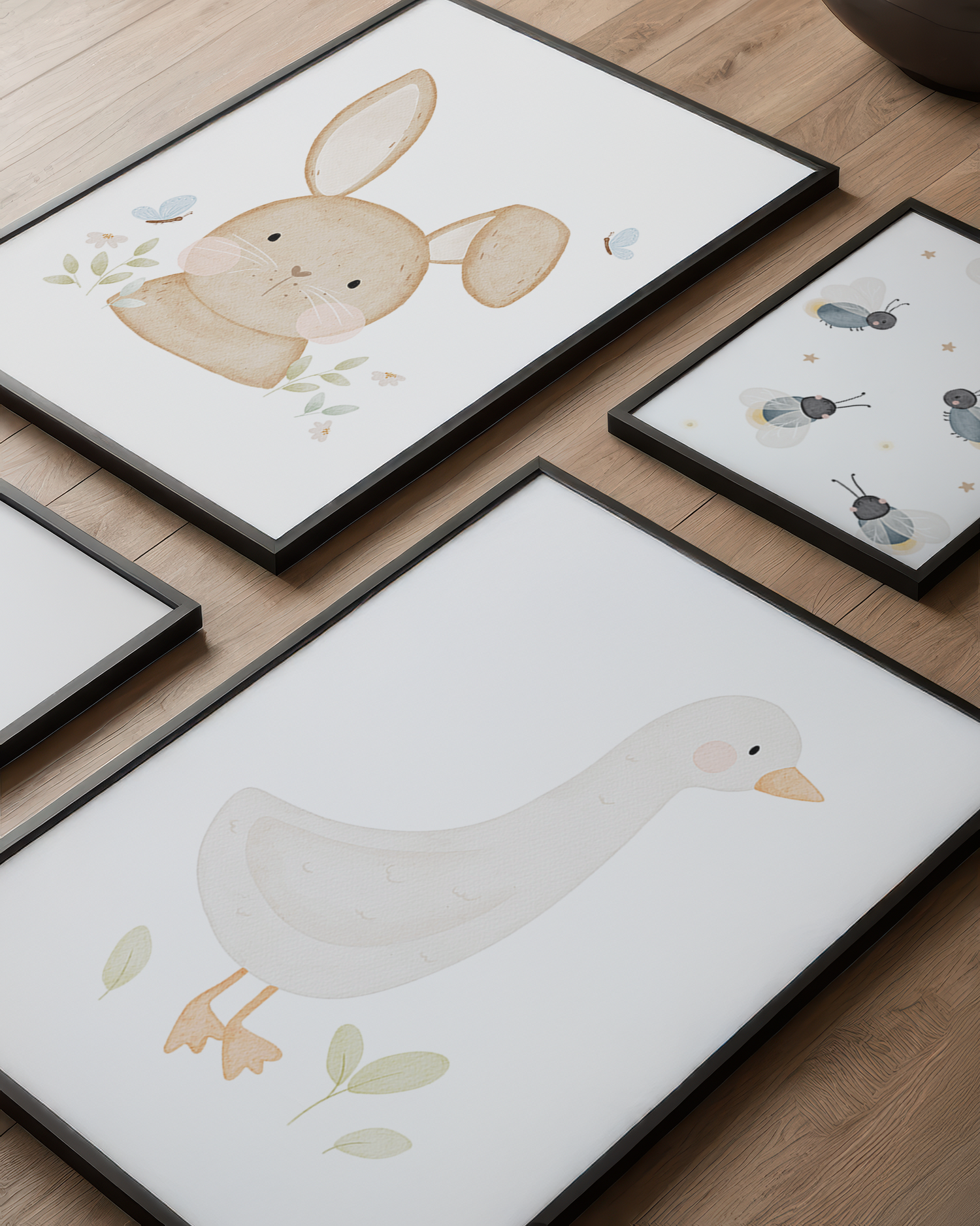 Kinderposter Hase und Schmetterlinge