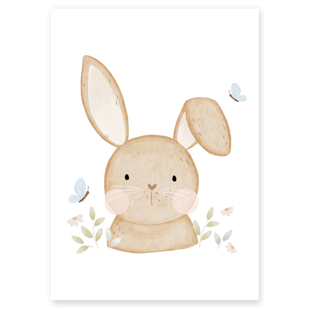 Kinderposter Hase und Schmetterlinge