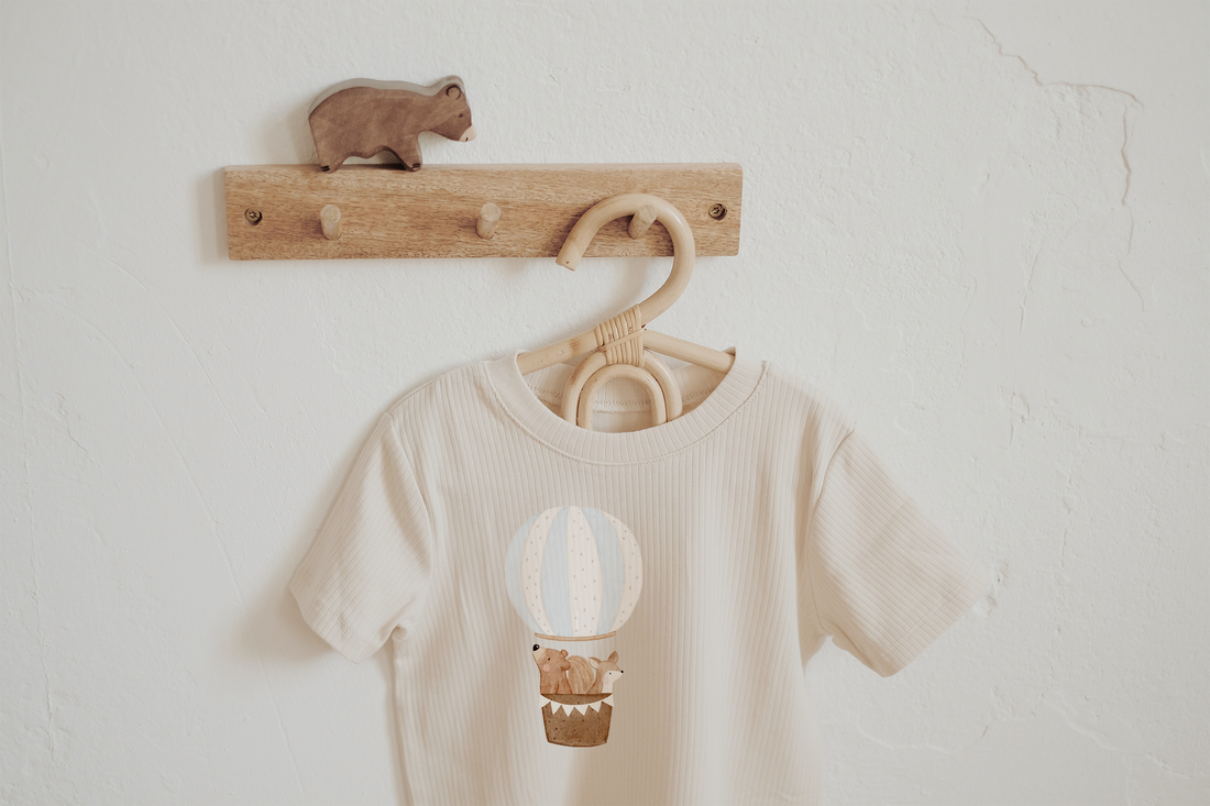 Hej Hanni Bügelbild Heißluftballon Bär & Eichhörnchen