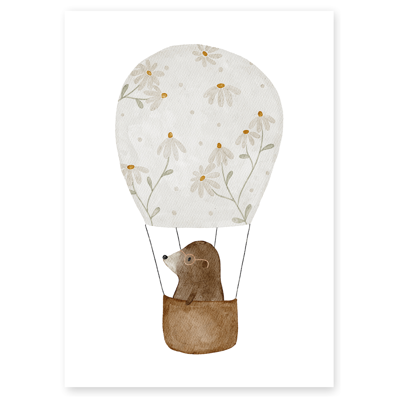 Kinderposter Heißluftballon Maulwurf