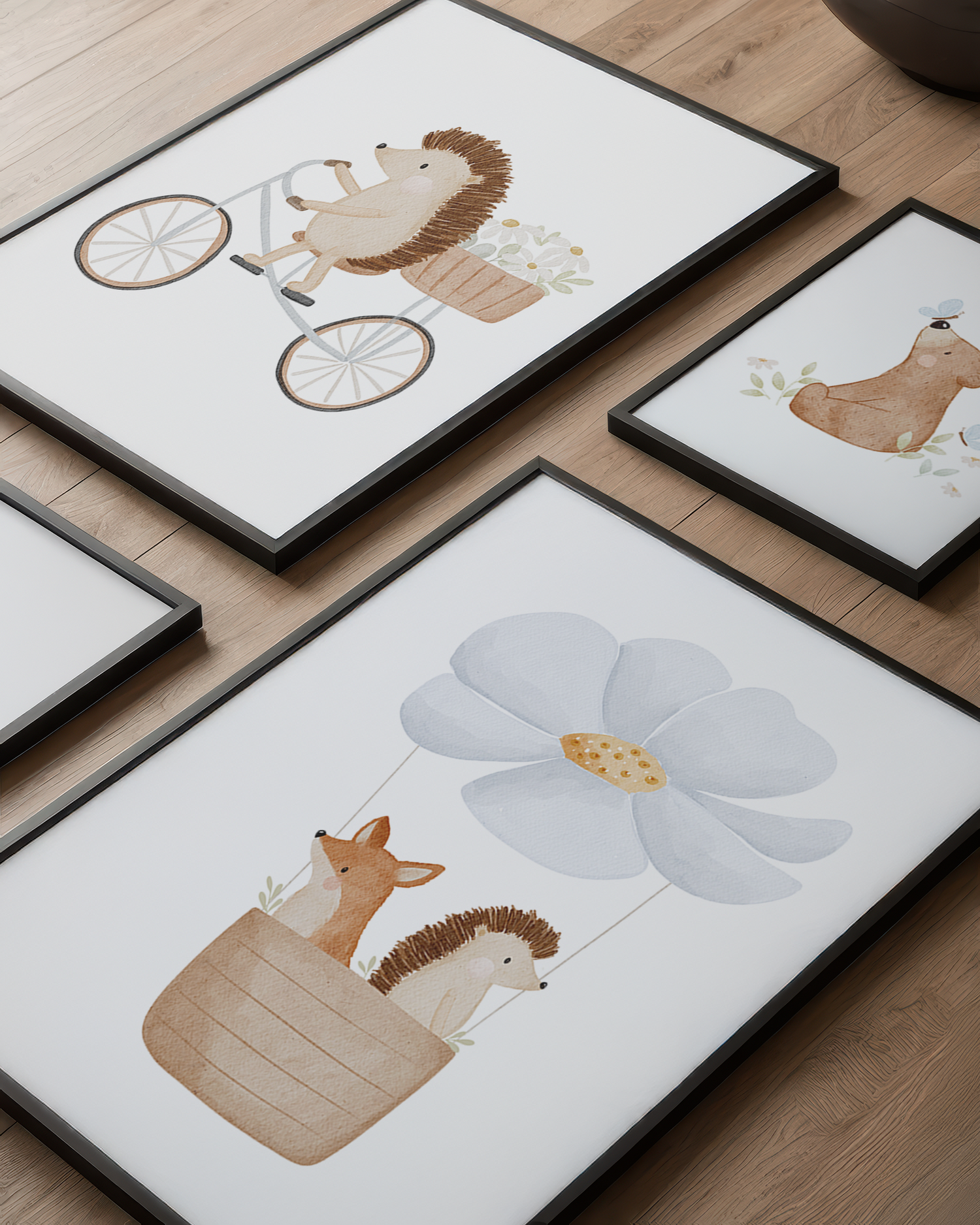 Kinderposter Igel Fahrrad