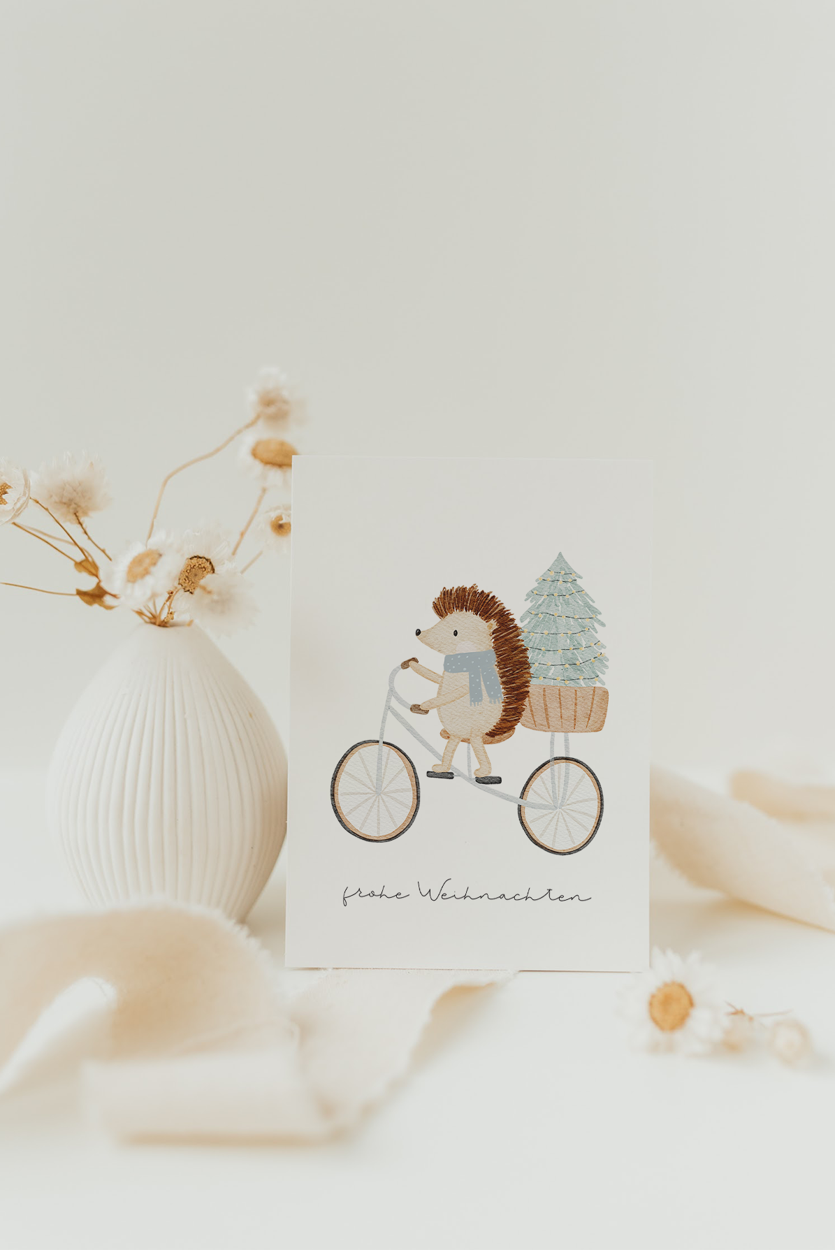 Hej Hanni Weihnachtskarte Igel Fahrrad