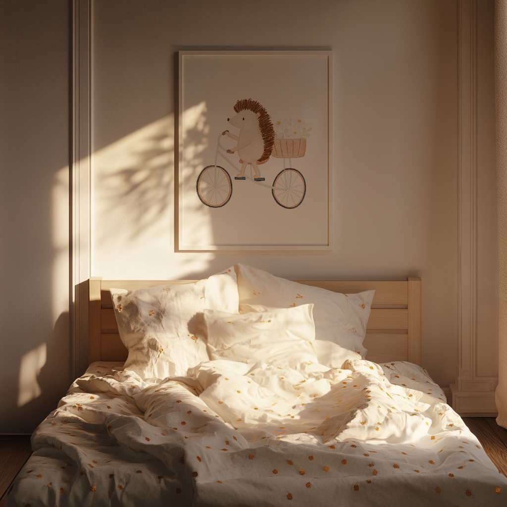 Kinderposter Igel Fahrrad inkl. Rahmen