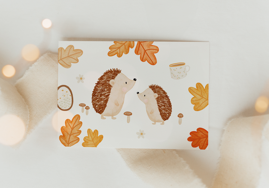 Hej Hanni Postkarte Herbst Igel