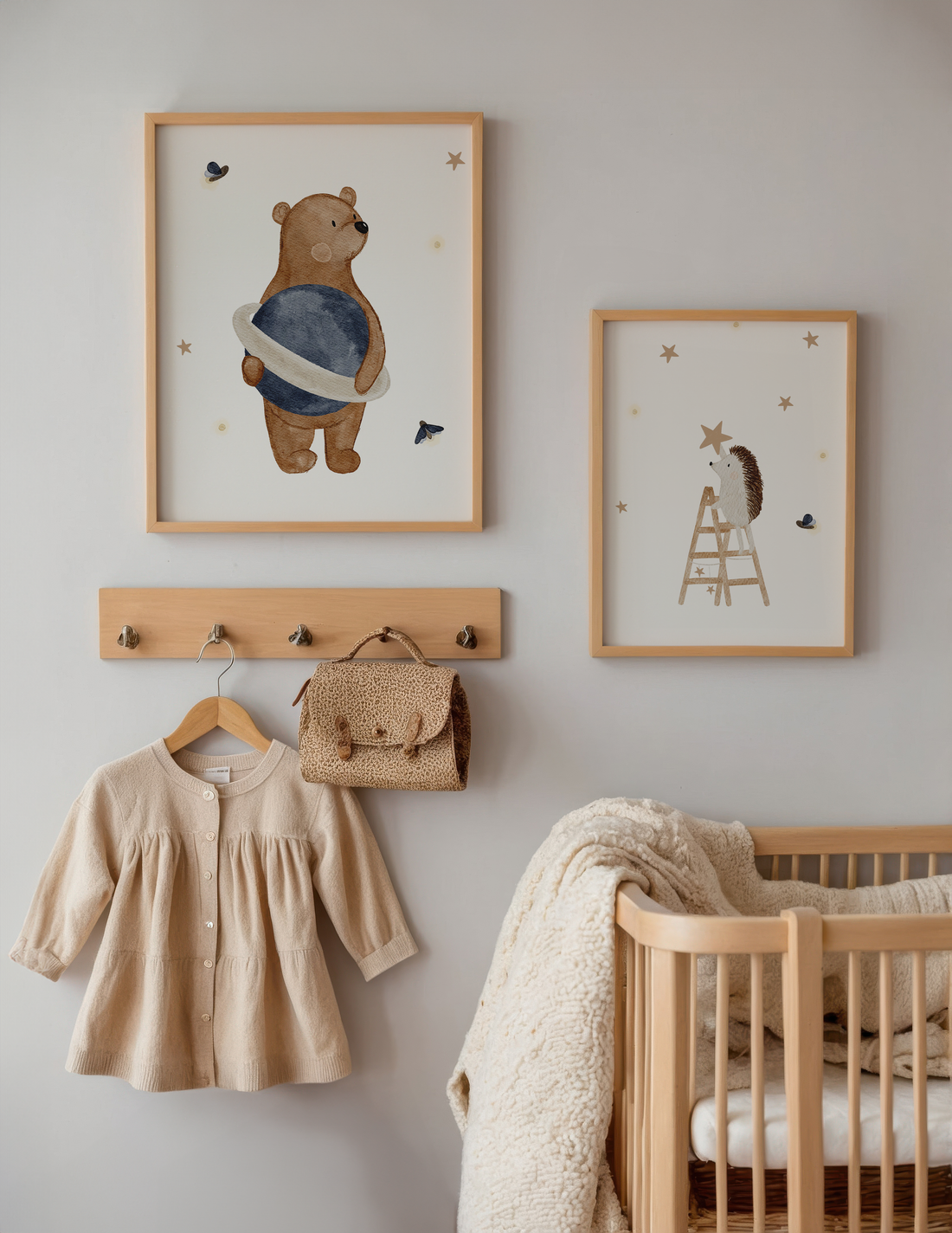 Kinderposter Igel Sterne inkl. Rahmen