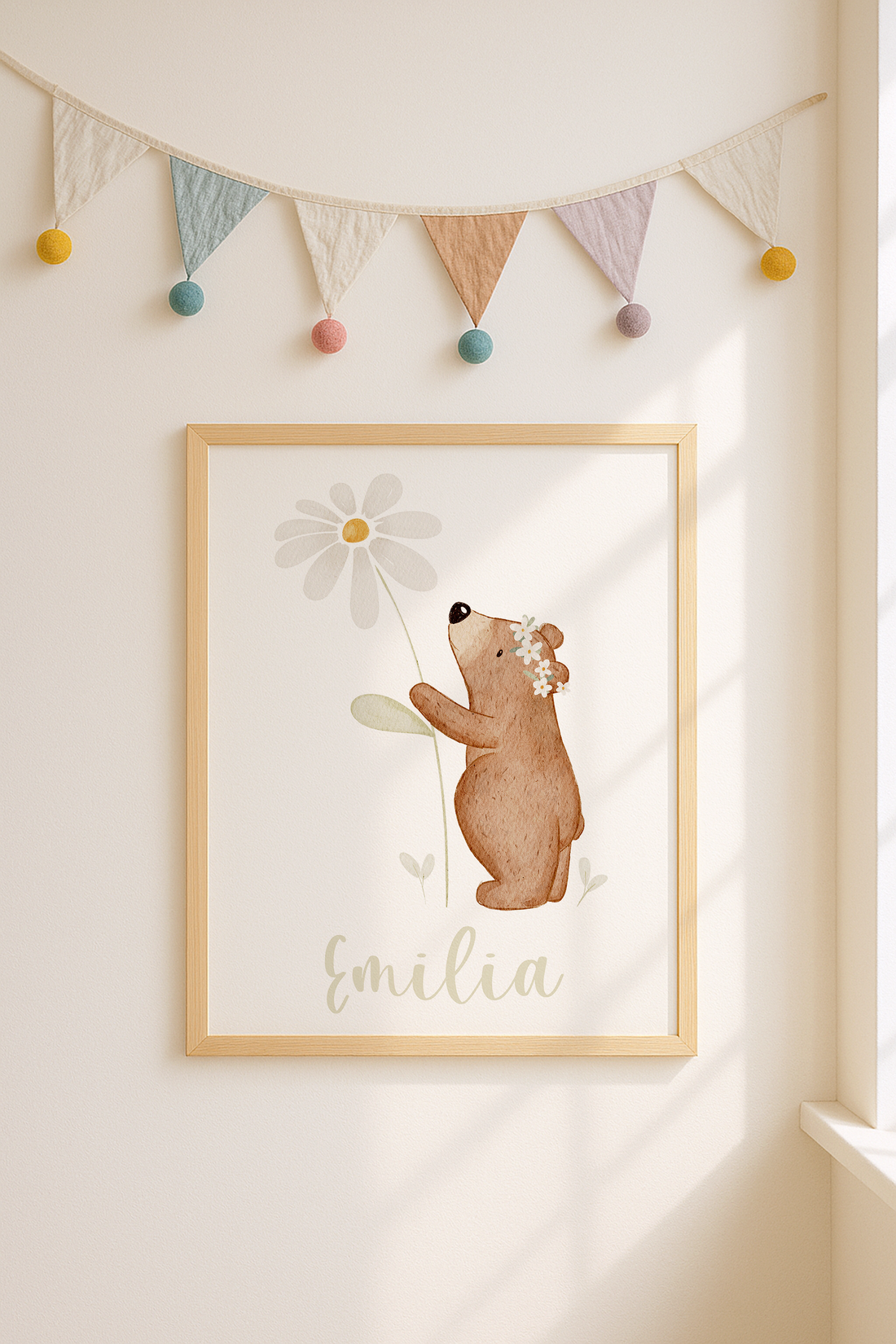 Kinderposter Name kleiner Bär Blume