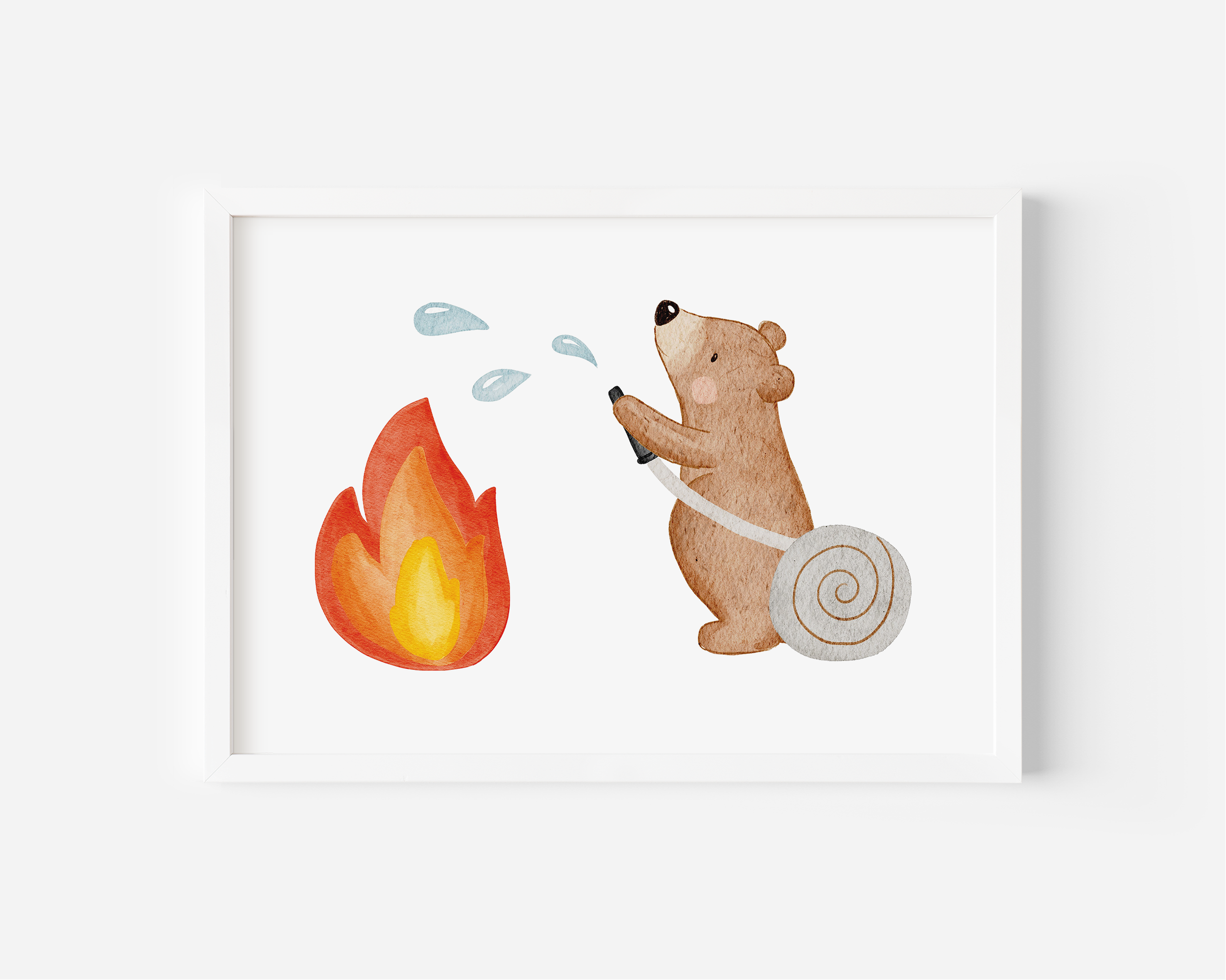 Kinderposter Kleiner Bär als Feuerwehrmann