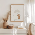 Kinderposter kleiner Bär im Regen inkl. Rahmen