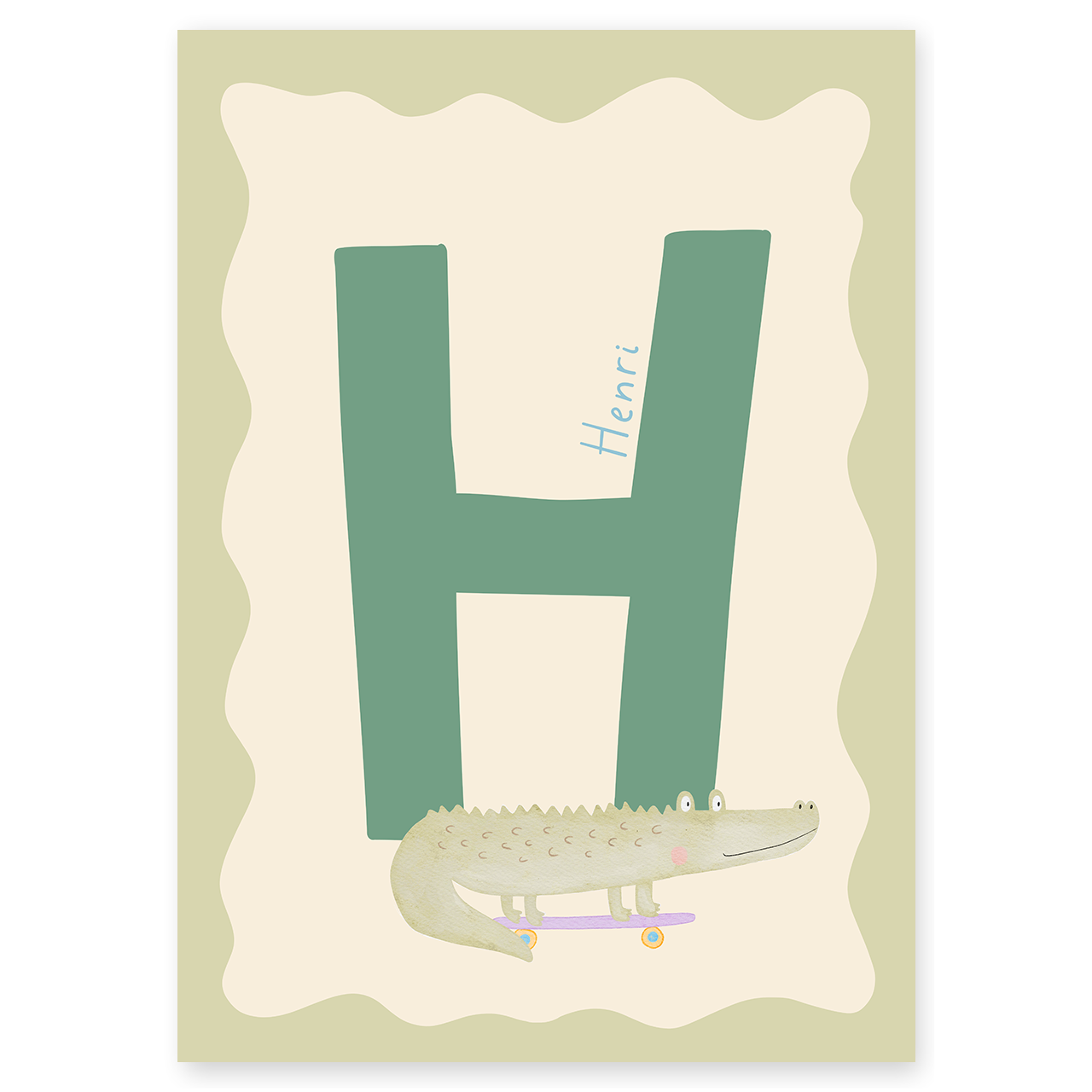 Buchstabenposter Krokodil inkl. Rahmen