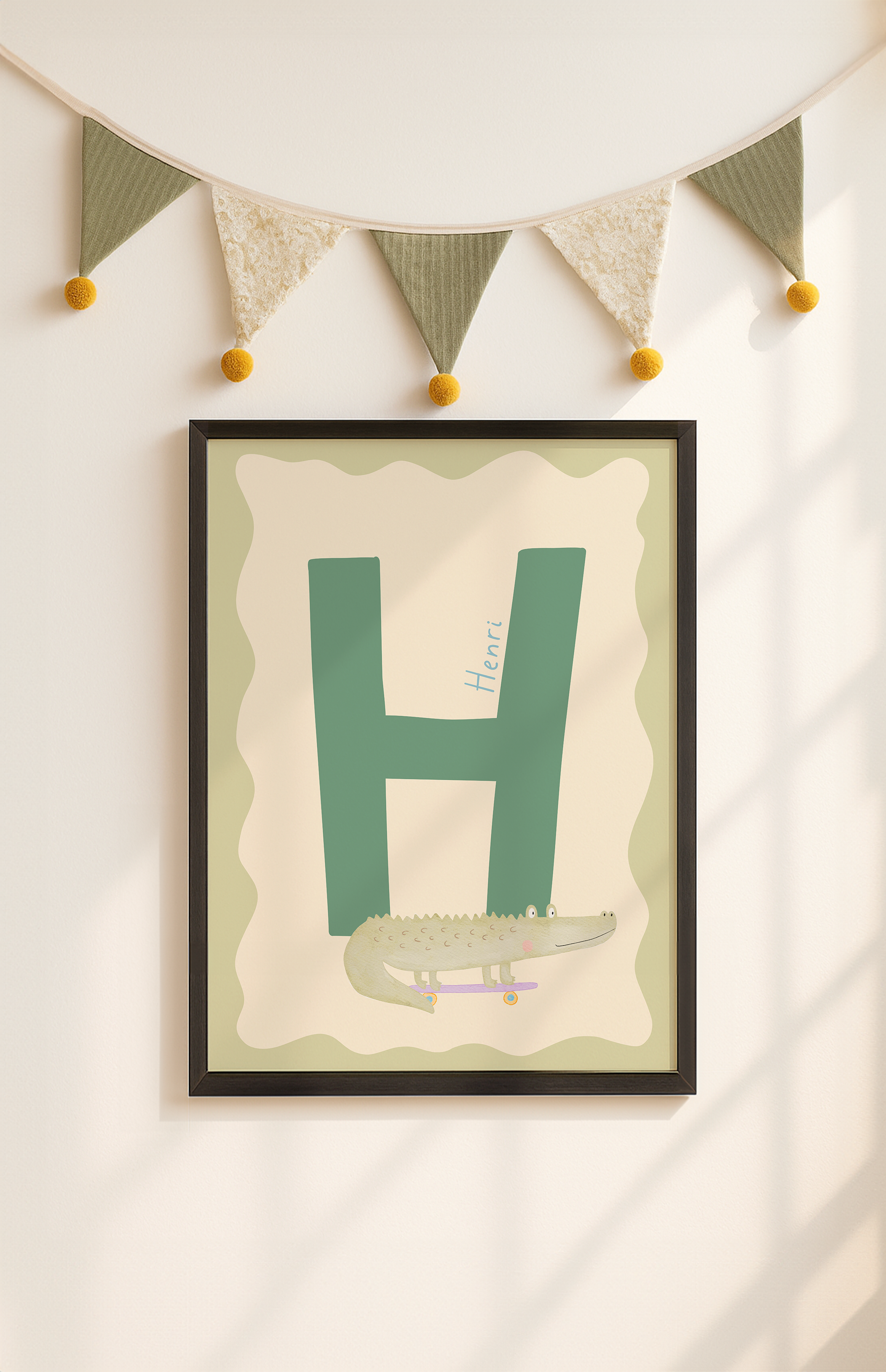Buchstabenposter Krokodil inkl. Rahmen