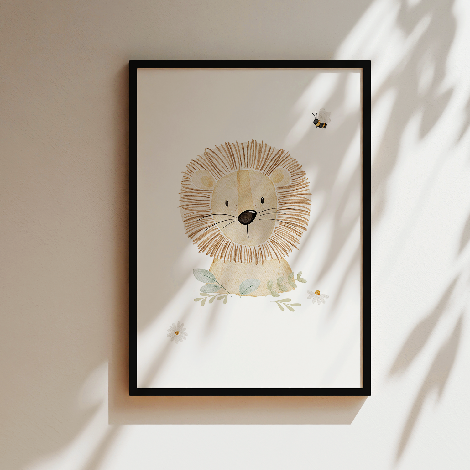 Kinderposter Löwe Blumen