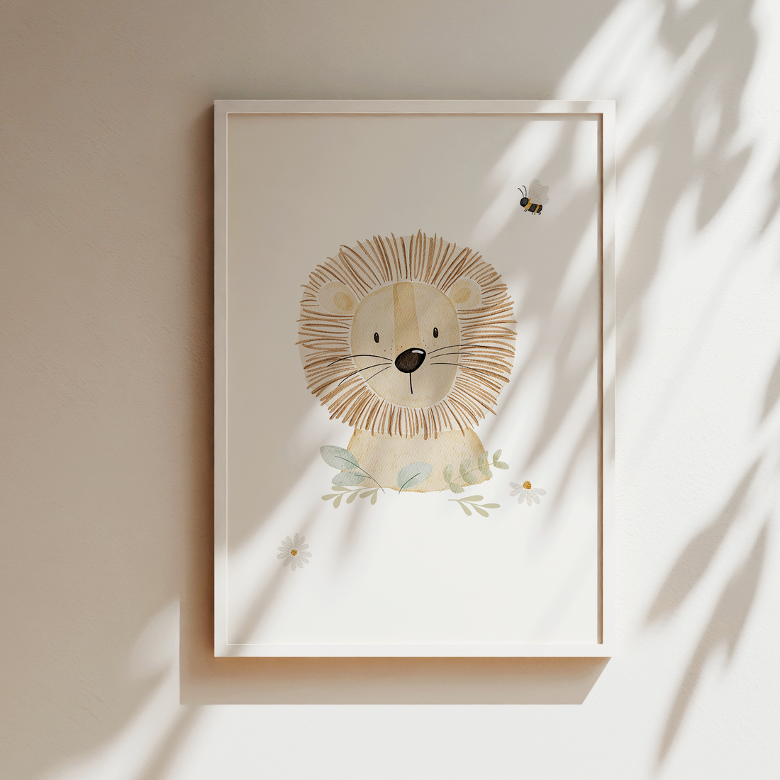 Kinderposter Löwe Blumen inkl. Rahmen
