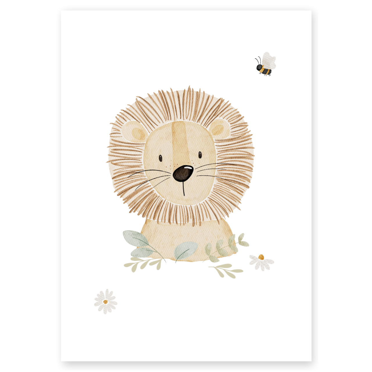 Kinderposter Löwe Blumen