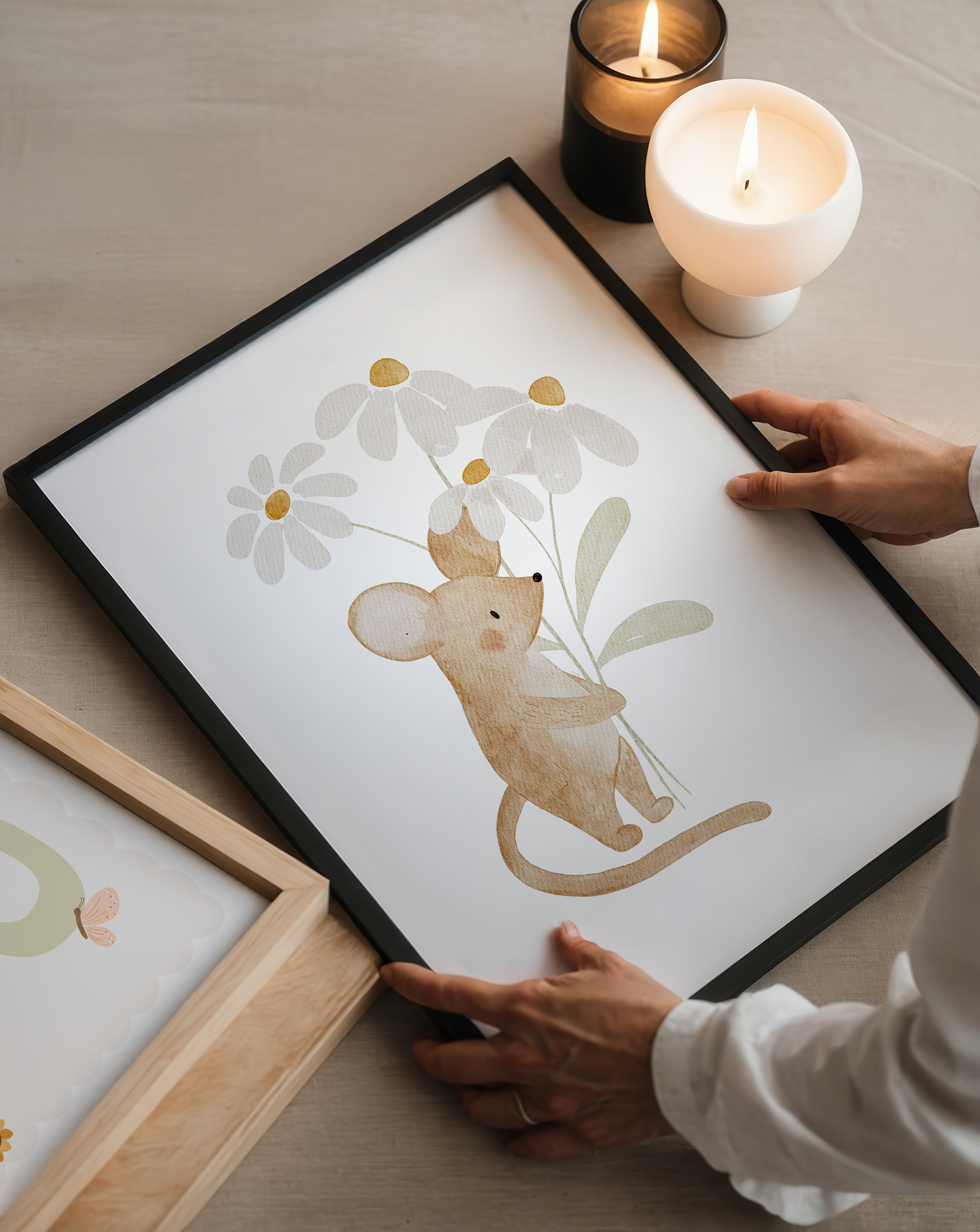 Kinderposter Maus Blumenstrauß