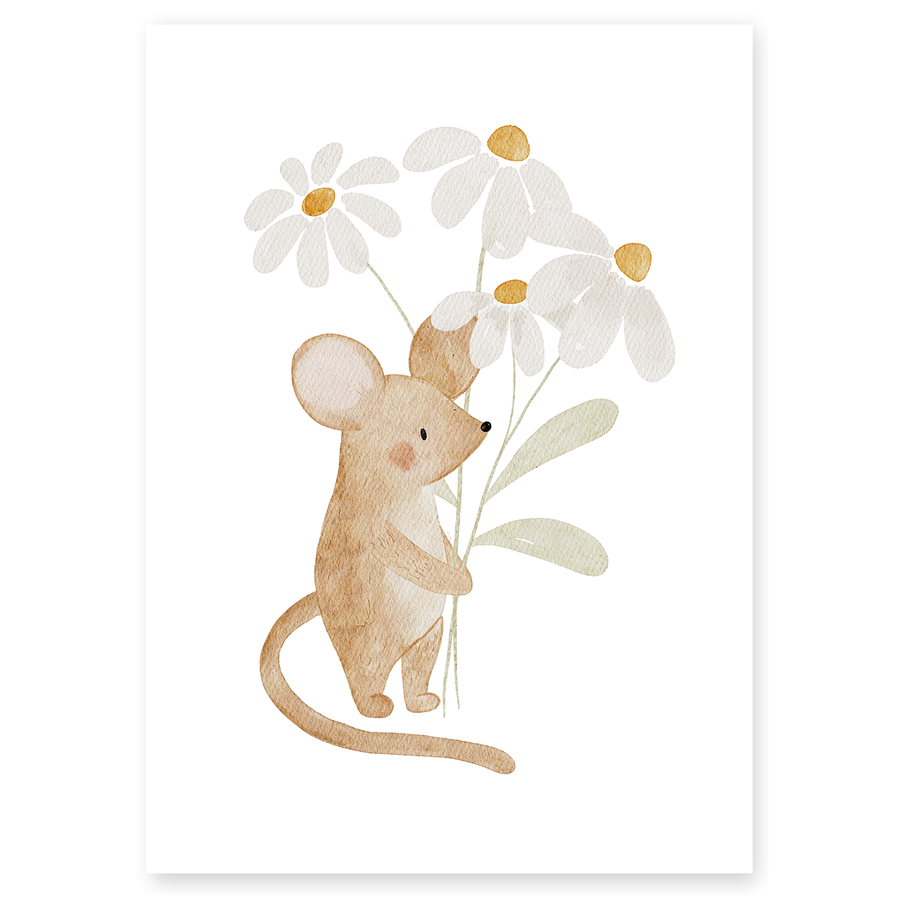 Kinderposter Maus Blumenstrauß