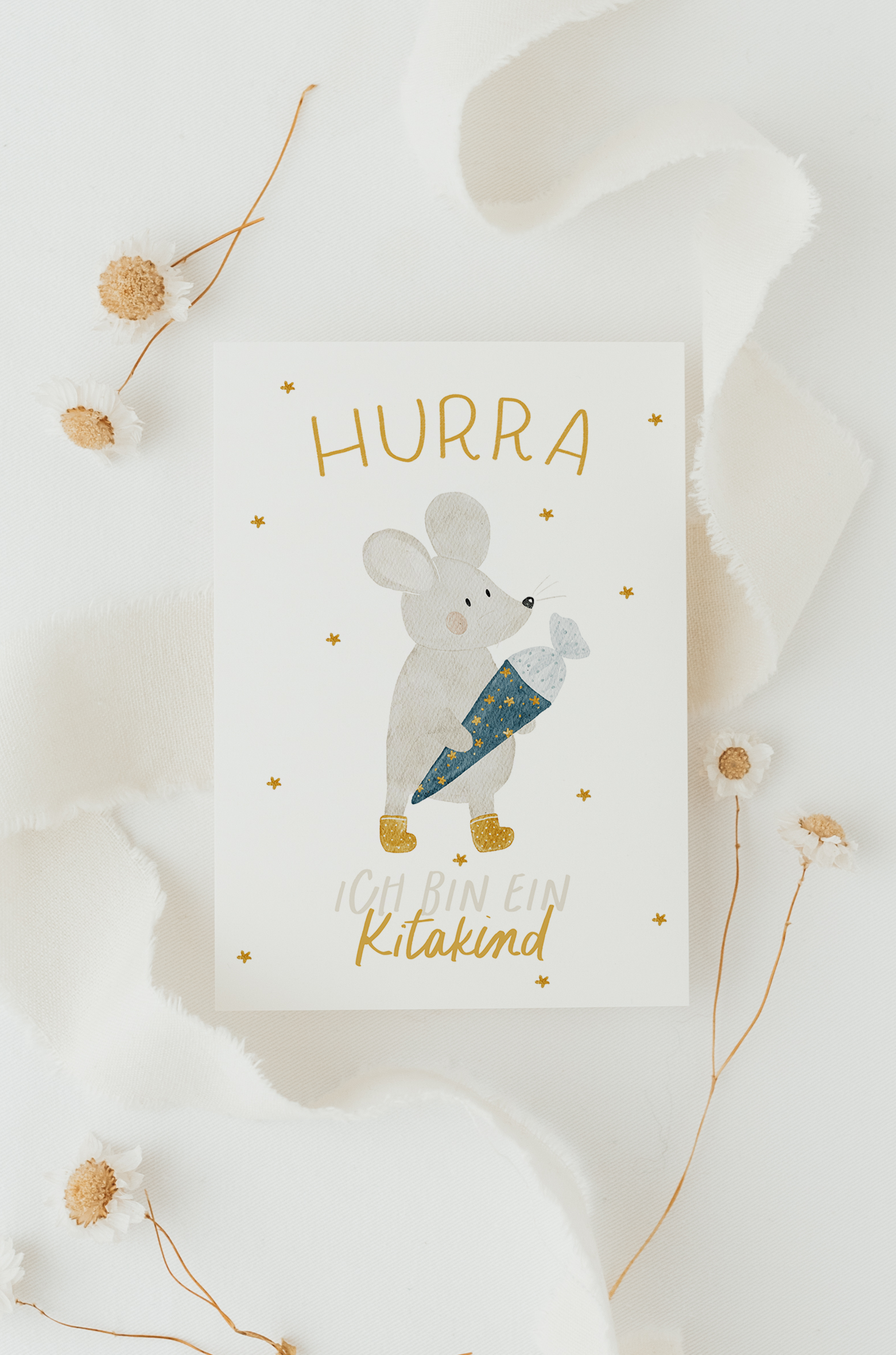 Hej Hanni Postkarte Kindergartenkind Bär